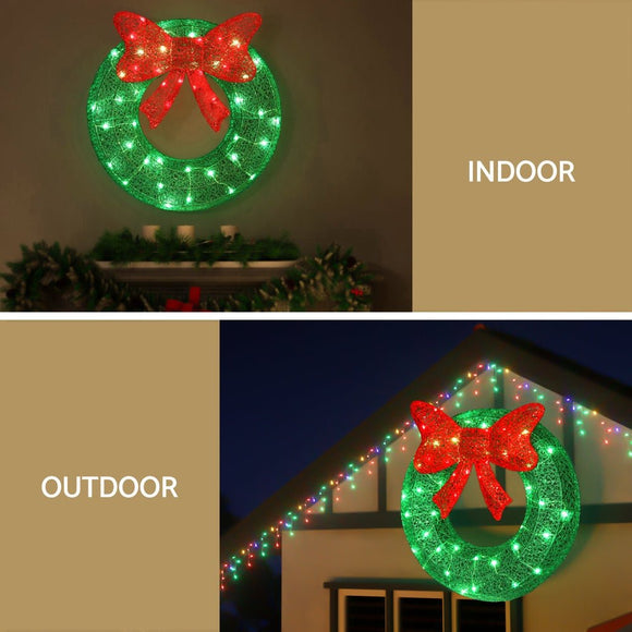 0.6M Christmas Lights 50 LED Motif Solar Wreath Xmas Decorations Jingle Jollys - RnR Galore