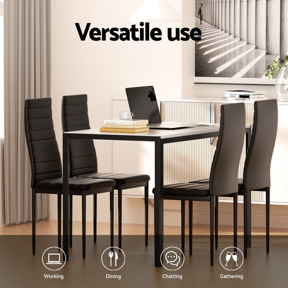 1 Artiss Dining Table and 4 Chairs Set Marble Effect - RnR Galore