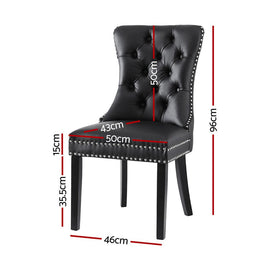 1 Set of 2 Artiss Dining Chairs Black Leather - RnR Galore