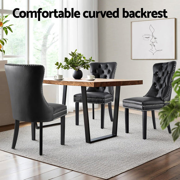 1 Set of 2 Artiss Dining Chairs Black Leather - RnR Galore