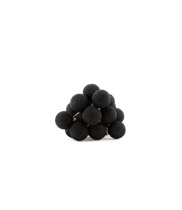 1 Set of 20 LED Black 5cm Cotton Ball Battery Powered String Lights Christmas Gift Home Wedding Party Bedroom Decoration Outdoor Indoor Table Centrepiece - RnR Galore