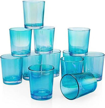 10 Pack Turquoise Glass Votive Tealight Candle Holders House Party Centerpiece Xmas Wedding Decor Glass Candlestick Party Decorations Bridal Baby Shower Event - RnR Galore