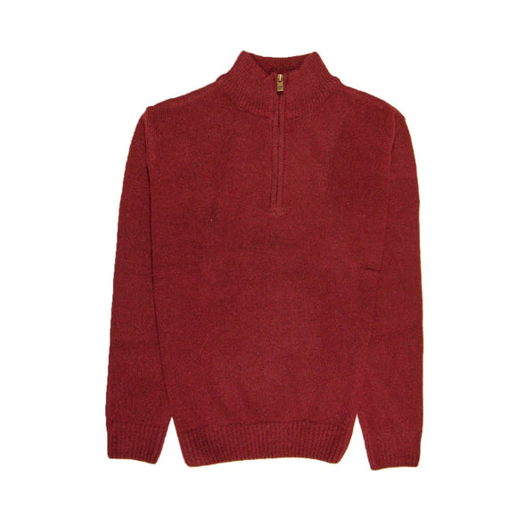 100% SHETLAND RAGG WOOL Half Zip Up Knit JUMPER Pullover Mens Sweater Knitted - Burgundy - XL - RnR Galore