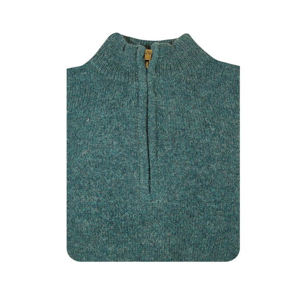 100% SHETLAND RAGG WOOL Half Zip Up Knit JUMPER Pullover Mens Sweater Knitted - Sherwood - XL - RnR Galore