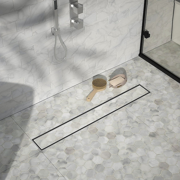 1000mm Tile Insert Bathroom Shower Stainless Steel Grate Drain w/Centre outlet Floor Waste - RnR Galore