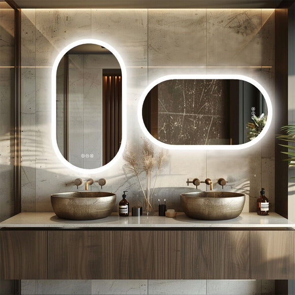 1000x500mm LED Bathroom Mirror Oval Anti - Fog Dimmable Wall Mount - RnR Galore