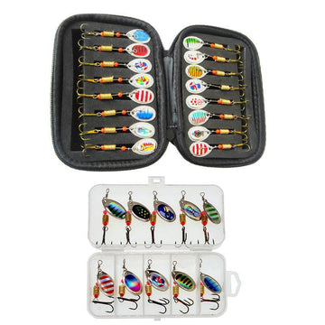10/16PCS Fishing Lure Spinners Baits Spoon Set with Tackle Bag Trout Bass Tackle - A(16PCS) - RnR Galore