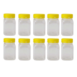 10x 500g Plastic Honey Jars + Lids - Square Clear Food Grade Packaging Containers - RnR Galore
