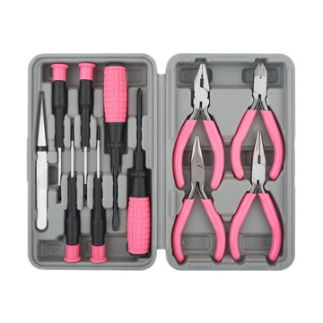 11 - Piece Precision Craft & Jewelry Making Tool Kit with Portable Case - Pliers, Screwdrivers & Tweezers for DIY Projects(green) - RnR Galore