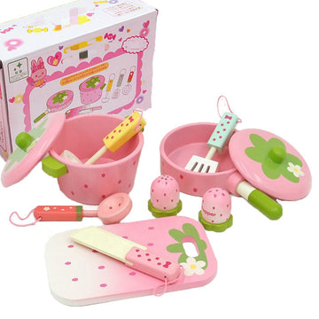 11 Pieces Kids Wooden Kitchen Play Set - RnR Galore