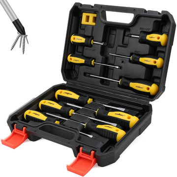 11 - Pieces Magnetic Screwdriver Set with Case Magnetizer Demagnetizer Flat Head - RnR Galore