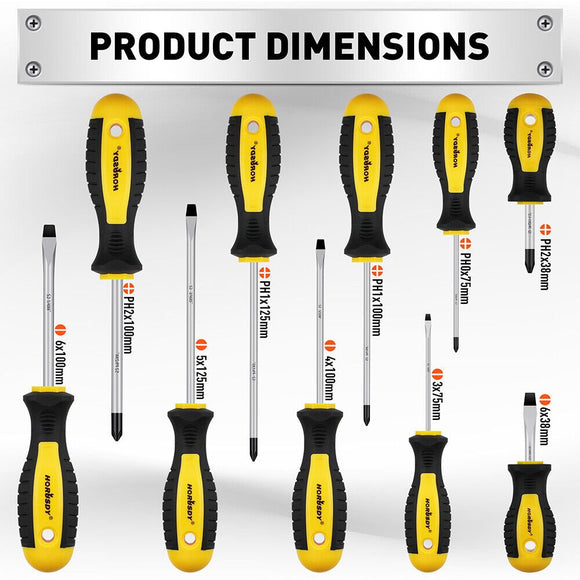 11 - Pieces Magnetic Screwdriver Set with Case Magnetizer Demagnetizer Flat Head - RnR Galore