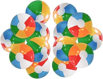 12'' Beach Ball for Kids: 14 Pack Beach Balls Bulk Inflatable Pool - Beach Balls Bulk Hawaiian Tropical Theme Christmas Party Decorations Favors Supplies - RnR Galore