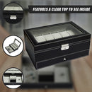 12 Grids Watch Display Case Leather jewellery Storage Box Organiser Lock Key - RnR Galore