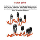 12 - Pack Wall Mount Garage Hooks Tool Storage Workshop Organiser Heavy Duty Steel - RnR Galore