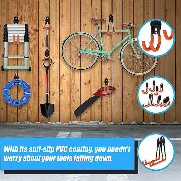 12 - Pack Wall Mount Garage Hooks Tool Storage Workshop Organiser Heavy Duty Steel - RnR Galore