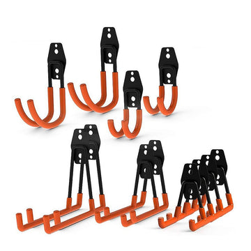 12 - Pack Wall Mount Garage Hooks Tool Storage Workshop Organiser Heavy Duty Steel - RnR Galore