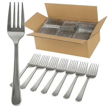 1200x Reusable Plastic Forks Cutlery Bulk BPA Free Extra Strong - Gloss Silver - RnR Galore