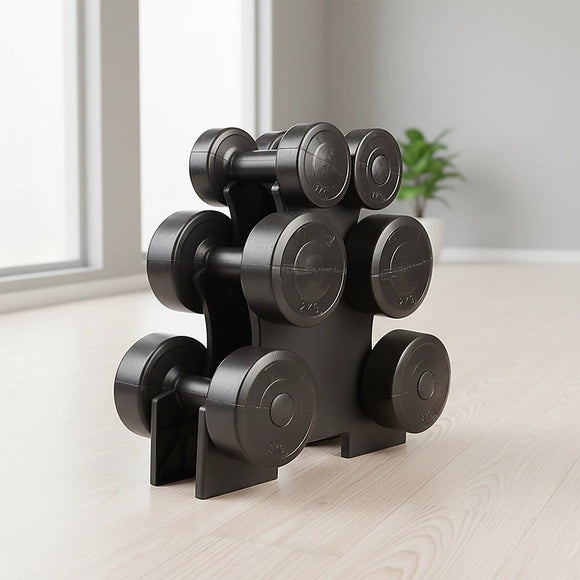 12kg Dumbbell Weights Set with Rack for Home Gym Training - RnR Galore