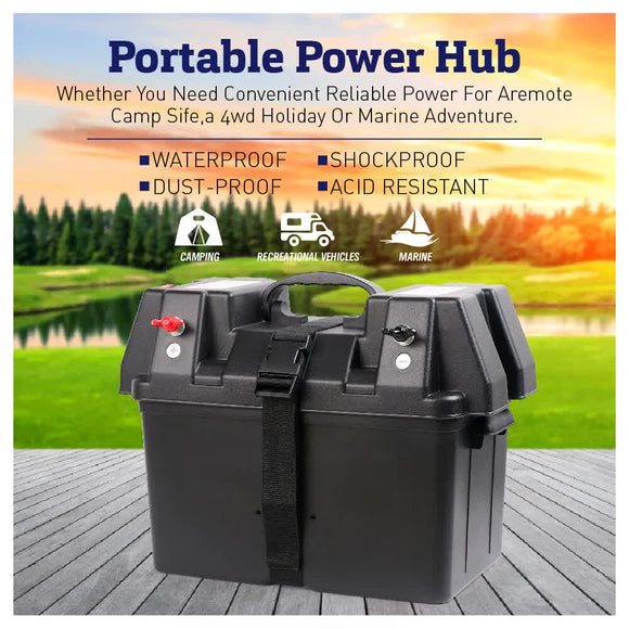 12V 100AH Deep Cycle Battery Box Portable Power Storage Marine Solar USB Camping - RnR Galore