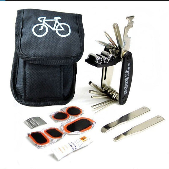 16 - in - 1 bicycle repair tool kit - multi - tool, tire patch, tire lever & file - RnR Galore