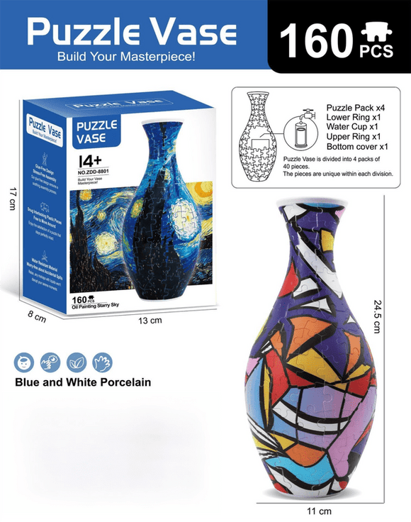 160 PCS Pop Art 3D Puzzle Vase - DIY Interlocking Flower Vase Kit, Home Decorative and Toy Gift for Mom - RnR Galore
