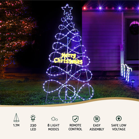 1.7M Christmas Tree 230 LED RGB Motif Lights Jingle Jollys - RnR Galore