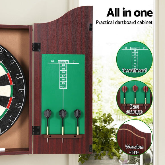 18" Dartboard Cabinet Set Professional Dartboard Wood Classic Game Party Sport - RnR Galore