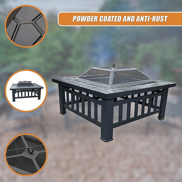 18" Square Metal Fire Pit Outdoor Heater - RnR Galore