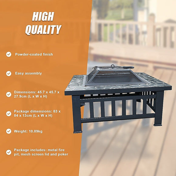 18" Square Metal Fire Pit Outdoor Heater - RnR Galore