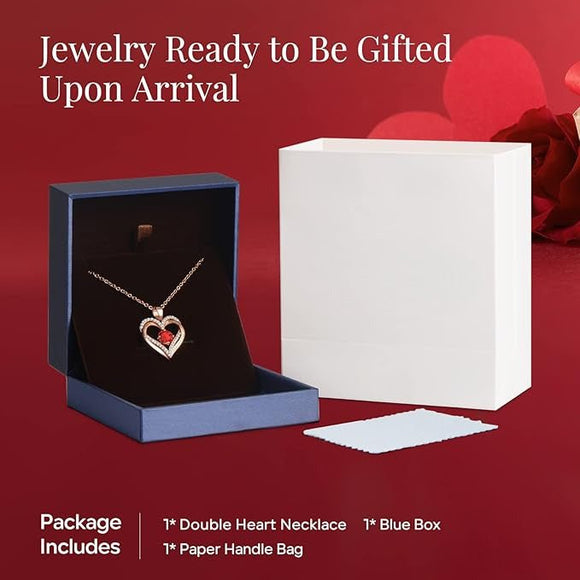18K Rose Gold Necklaces for Women, 927 Sterling Silver Gifts for Mothers Day, Jewelry for Wife Mom Her Girlfriend, Birthstone Diamond Necklace for Birthday Anniversary, Heart Pendant Jewelry - SEP - RnR Galore