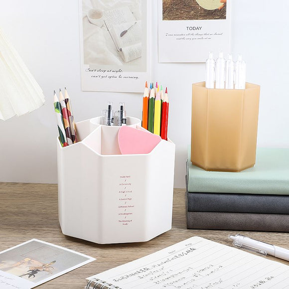 1pc 360 Rotating Plastic Desk Pen Organizer ， Dual - Purpose Art Supply Pencil Cup for Office, School, Home - RnR Galore