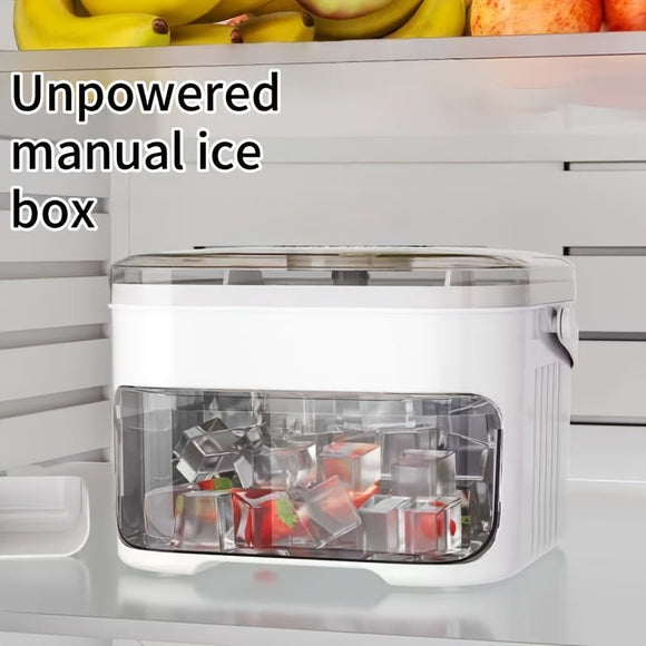 1PC Refrigerator Ice Cube Mold, Manual Press Two - Layer Design, Large Capacity Food - Grade PP Material, Suitable for Refrigerator Ice Making – Essential Kitchen Tool, 50 - Cavity Ice Tray with Container, Practical Household Drink Ice Organizer.WHITE - RnR Galore