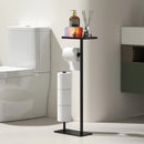 2 - in - 1 Freestanding Toilet Paper Holder - Thick Carbon Steel with Matte Black Finish, Storage Top and 2 * Paper Roll Holder - RnR Galore
