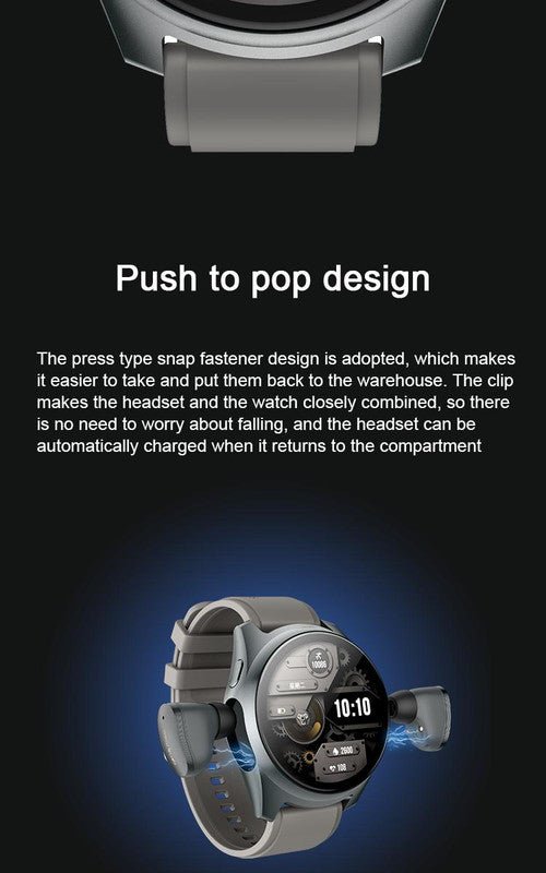 2 - in - 1 Smartwatch /Earphones & Charging Dock | 4GB MP3, Health Tracker | Titanium Grey | World’s First Patented - RnR Galore