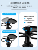 2 - Pack (2 - in - 1 Standard Version & 3 - in - 1 Pro Phone Mount Version) Car Rotating Dinner Tray & Double Cup Holder with Secure Phone Mount - Car Cup Slot Swivel Expander and Snacks & Drinks Organizer - RnR Galore