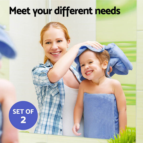 2 Pack Bath Sheets Set Cotton Extra Large Towel Blue - RnR Galore