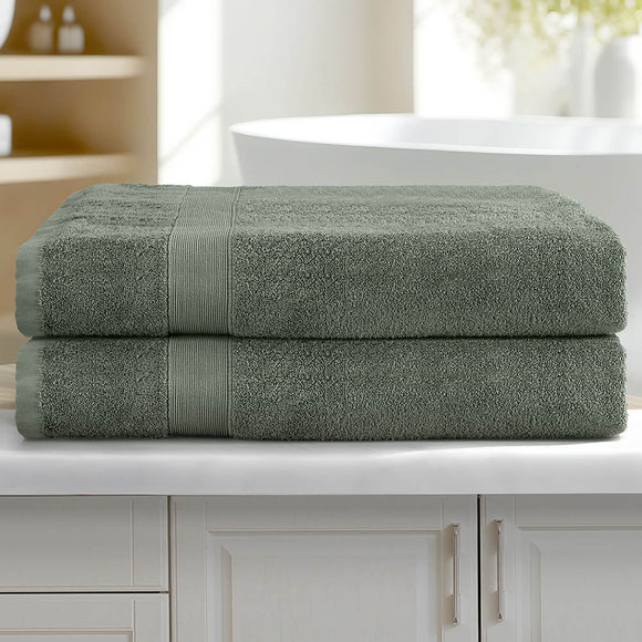 2 Pack Bath Sheets Set Cotton Extra Large Towel Green - RnR Galore