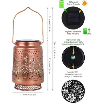 2 - Pack Decorative Solar Butterfly Hanging Lantern(11x11x17CM) - Waterproof Metal Hollow - Carved Outdoor Garden Projection Light for Garden and Patio - RnR Galore