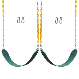 2 Pack Heavy Duty Playground Swing Seats with 66 Inch Plastic Coated Chains for Outdoor Backyard Play - RnR Galore