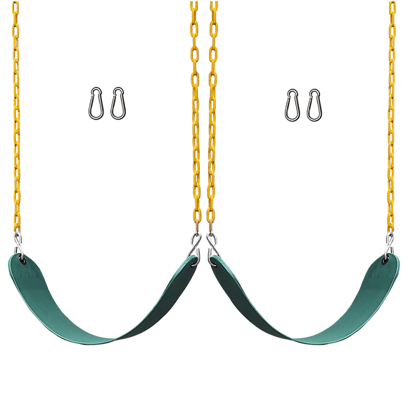2 Pack Heavy Duty Playground Swing Seats with 66 Inch Plastic Coated Chains for Outdoor Backyard Play - RnR Galore