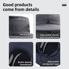 2 - Pack Light Grey Men's Adjustable Sun Protection Hat - Wide Brim, Deep Crown, Quick Dry Breathable Sun Cap with Neck Flap for Hiking & Outdoors - RnR Galore