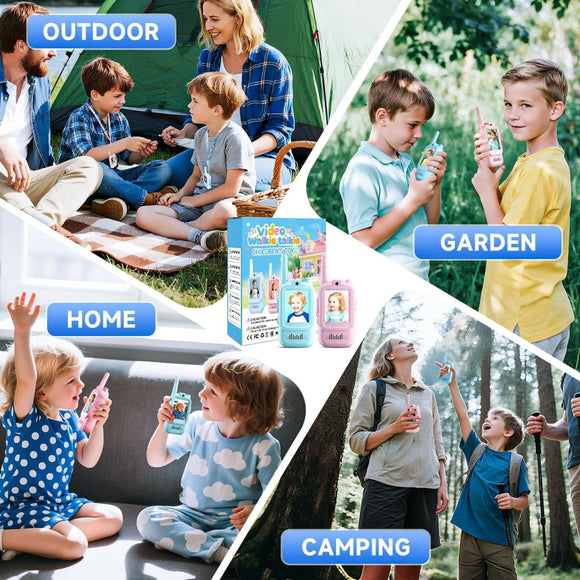 2 - Pack Mini Wireless Video Intercom Set for Children(Blue) - Educational and Interactive Walkie Talkie Toy for Playtime
