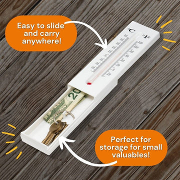 2 - Pack Outdoor Fake Thermometer Diversion Safe - Hidden Key, Money, Medicine Hiding Box - RnR Galore