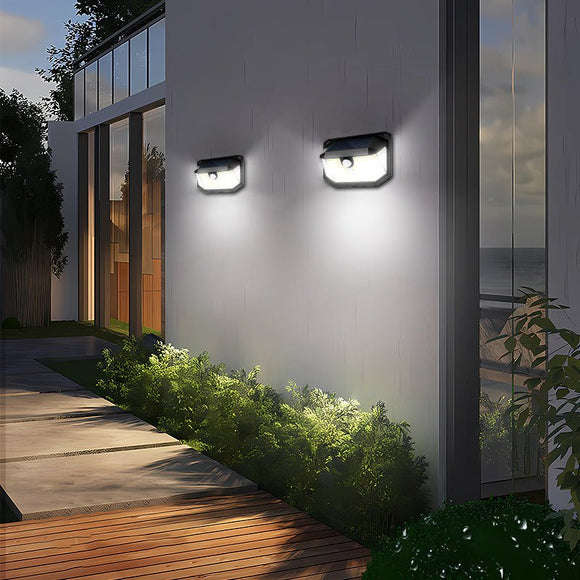 2 - Pack Solar Motion Sensor Wall Light(178 - Bead LED) - 3 Lighting Modes, IP64 Waterproof, Three - Sided Wide - Angle Lighting for Outdoor Security and Garden Lighting - RnR Galore