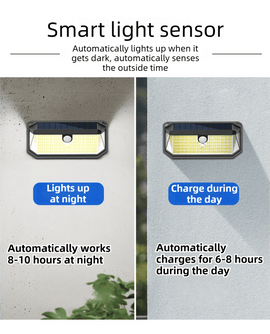 2 - Pack Solar Motion Sensor Wall Light(230 - Bead LED) - 3 Lighting Modes, IP64 Waterproof, Three - Sided Wide - Angle Lighting for Outdoor Security and Garden Lighting - RnR Galore