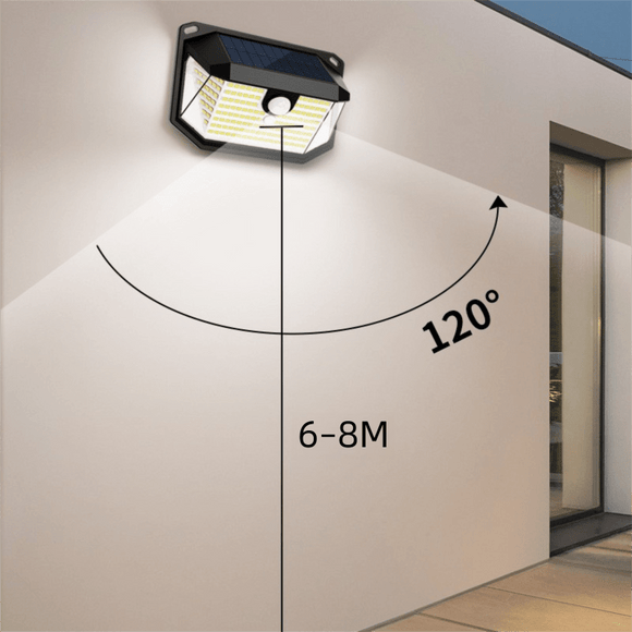 2 - Pack Solar Motion Sensor Wall Light(388 - Bead LED) - 3 Lighting Modes, IP64 Waterproof, Three - Sided Wide - Angle Lighting for Outdoor Security and Garden Lighting - RnR Galore