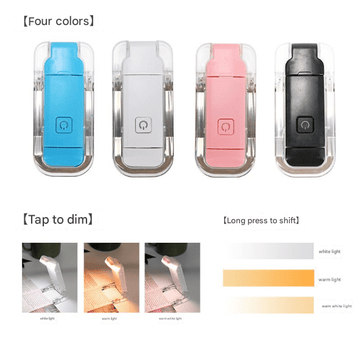 2 Pcs Blue USB Rechargeable Clip - on LED Book Light - 3 Color Modes & Dimmable Brightness for Eye - Caring Reading - RnR Galore