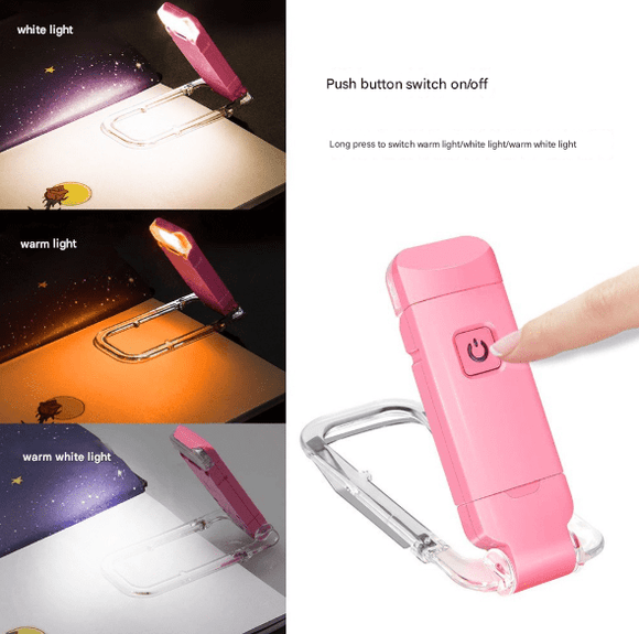 2 Pcs Blue USB Rechargeable Clip - on LED Book Light - 3 Color Modes & Dimmable Brightness for Eye - Caring Reading - RnR Galore