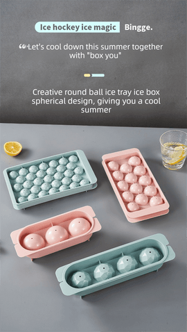 2 PCS Large Round Ice Cube Trays with Lids 3 Cavity Sphere Ice Ball Maker Mould Stackable Hard Plastic Slow Melting for Whiskey Cocktails Blue - RnR Galore